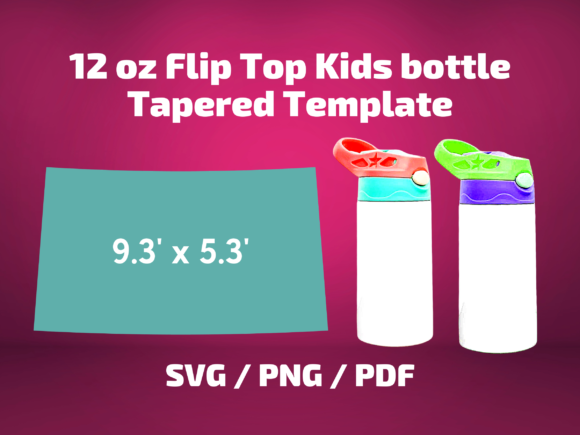 12 Oz Flip Top Kids Water Bottle Tapered Graphics