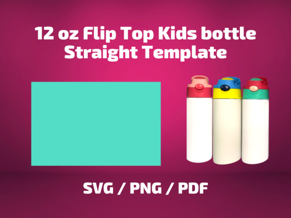 12oz Flip Top Kids Water Bottle Straight Graphics