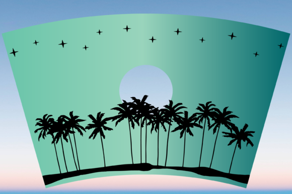 Beach Palm Tree Starbucks Cup Wrap SVG: Graphics & Print Templates