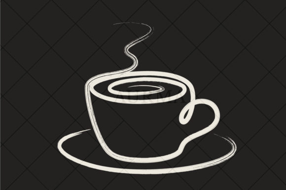 Coffee Cup on Saucer in Hand Drawn Style Graphics