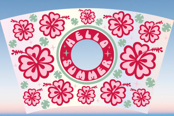 Hello Summer Hibiscus 24oz Cup Wrap Graphics